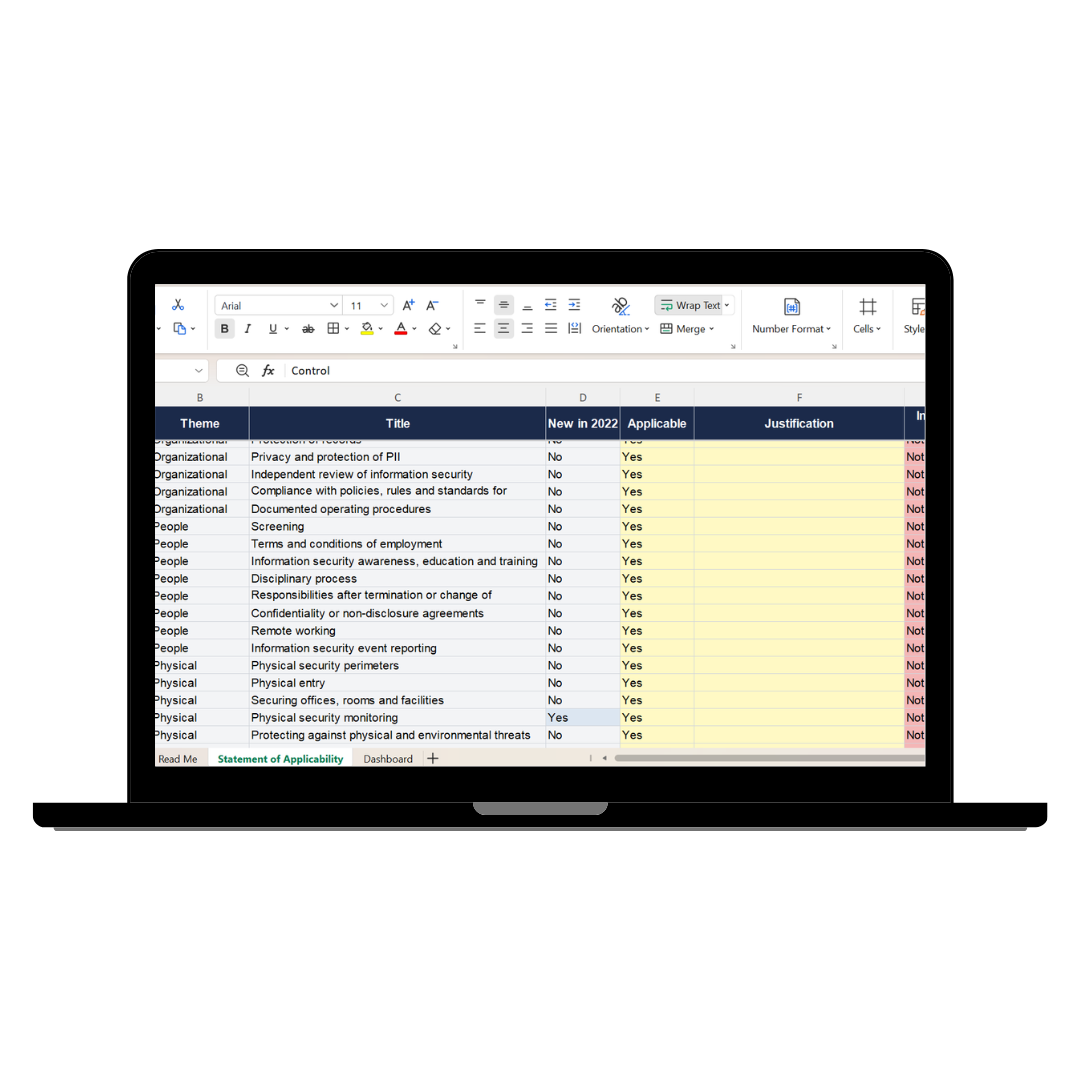 متتبع بيان قابلية التطبيق ISO 27001:2022 1